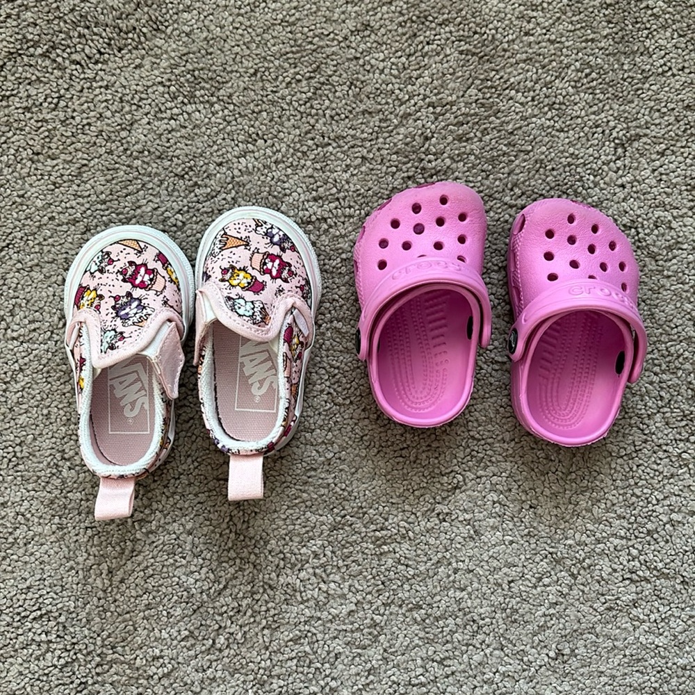 Baby Girl Vans and Crocs